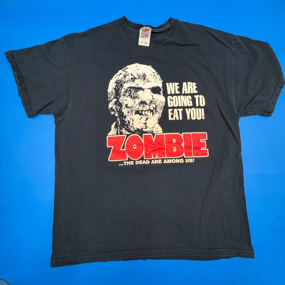 Vintage Zombie Lucio Fulci Movie Graphic T-Shirt Fruit of the Loom XL Black